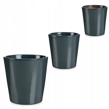 DONICZKI CERAMICZNE ZESTAW 3 SZTUKI ANTRACYTOWE