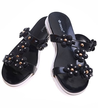 Plażowe czarne klapki damskie Wodoodporne buty na basen 16299 38
