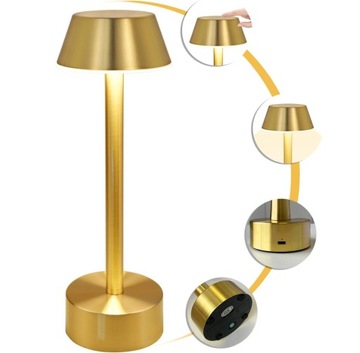 БЕСПРОВОДНАЯ АККУМУЛЯТОРНАЯ НАСТОЛЬНАЯ ЛАМПА GOLD USB