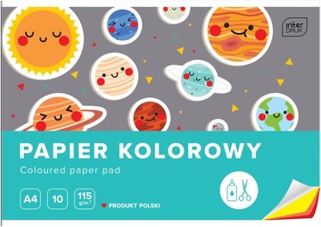 PAPIER KOLOROWY A4 10 KARTEK arkuszy Zeszyt papierów kolorowych INTERDRUK