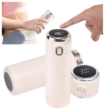 KUBEK TERMICZNY DUŻY TERMOS Z USTNIKIEM 420ML CZUJNIK TEMPERATURY LCD