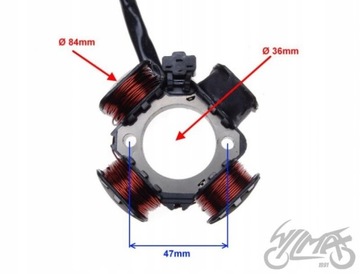 КАТУШКА ИСКРЫ СТАТОРА, 4 КАТУШКИ, 3 КАБЕЛЯ ДЛЯ AG50