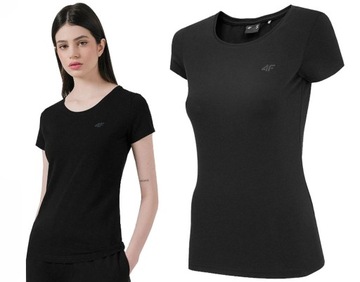 KOSZULKA DAMSKA 4F T-SHIRT BLUZKA BAWEŁNIANA Czarny r.L