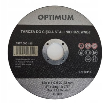 TARCZA TARCZE DO CIĘCIA STALI NIERDZEWNEJ WURTH 125x1,0