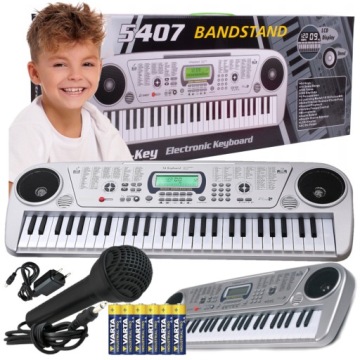Keyboard Organy Piano Pro Výuku Mikrofon Napájecí Adaptér 54 Kláves baterie A