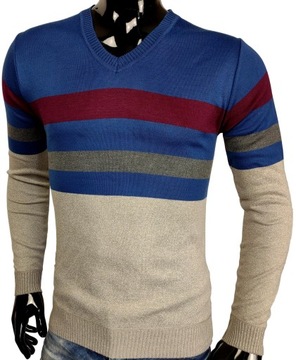 SWETER MĘSKI W SEREK Z DODATKIEM WEŁNY O87 r. XL