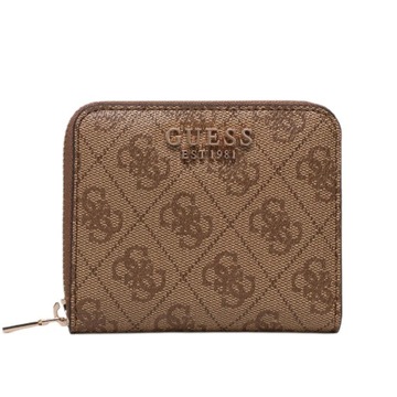 GUESS MAŁY PORTFEL DAMSKI LAUREL SLG BEŻOWY MONOGRAM