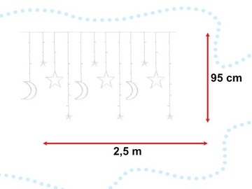 Светодиодные светильники для штор луна звезды 2,5м 138LED многоцветные