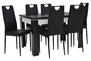 Zestaw stół rozkładany 80x120/160+6 krzeseł CZARNE