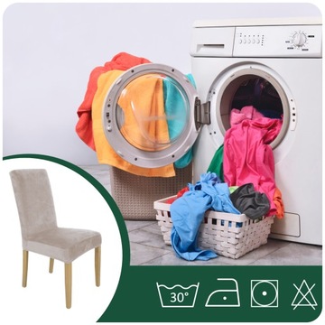 ZESTAW 4SZT. POKROWCE POKROWIEC NA KRZESŁO CHŁODNY BEŻ WELUR ELASTCZYNY