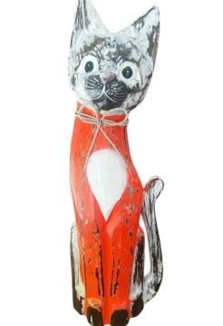 KOT KOTEK DREWNIANA FIGURKA 50CM DEKORACJA RZEŹBA