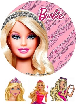 OPŁATEK NA TORT BARBIE OKRĄGŁY GRUBY 20CM!