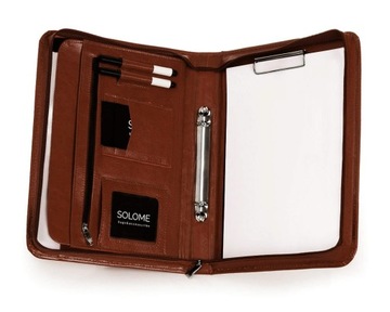 KARMELOWA SKÓRZANA AKTÓWKA TECZKA NA DOKUMENTY BIWUAR SOLOME FORMAT A5