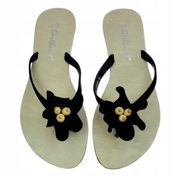 ЧЕРНЫЕ ШЛЕПАНЦЫ ШЛЕПАНЫ ЖЕНСКАЯ ОБУВЬ ЦВЕТОК 5383 размер. 38