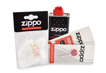 Zestaw Zippo Akcesoria Benzyna 125 ml + Knot + Kamienie + Watki - Wata