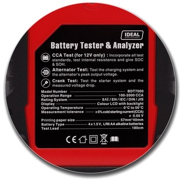 Цифровой тестер аккумуляторов IDEAL BDT7000 12V PRINT