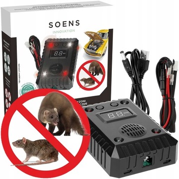 BROWIN ODSTRASZACZ KUN GRYZONI do SAMOCHODU POMIESZCZEŃ ZASILANIE 12V + USB