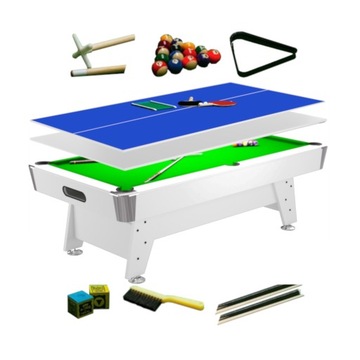 7FT Stół Bilardowy Radley Diamond Pool Biały + Nakładka Tenis-Biesiadna