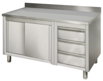 РАБОЧИЙ СТОЛ ИЗ НЕРЖАВЕЮ + ПОЛКА ИЗ ИНОКСА 150 СМ