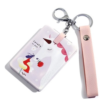 Korean Fashion Makeup Mirror Small Round Mirror Keychain Double-Sided Foldi