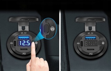 Автомобильный вольтметр USB зарядное устройство QC3.0 2PD 20W