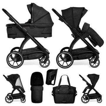 MUUVO TRICK ZESTAW: WÓZEK WIELOFUNKCYJNY PREMIUM 2w1 + DODATKI | JET BLACK