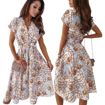 elegancka vintage sukienki damskie print w kwiaty letnie midi sukienka boho