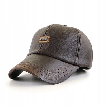 TW ELEGANCKA SKÓRZANA CZAPKA Z DASZKIEM SNAPBACK