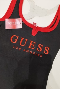 GUESS czarne body bawełniane top bluzka logo-30%XS