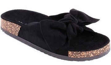 2872 ТАПОЧКИ ЗАМШЕВЫЕ С БАНТОМ НА ПРОБКЕ ЦВЕТА 41