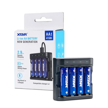Ładowarka akumulatorowa Xtar L4 + akum Xtar R6 / AA 2500mAh - 4 sztuki