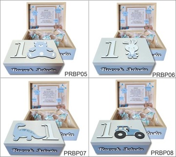 Prezent na Roczek od Chrzestnej Niezbędnik na Roczek Pudełko na pamiątki