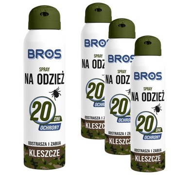 SPRAY na odzież ODSTRASZA ZABIJA KLESZCZE Bros x 4