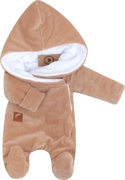 Детский бархатный зимний комбинезон, бежевый 68