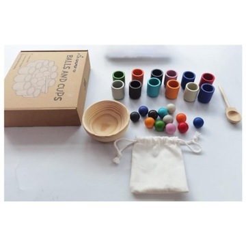 ДЕРЕВЯННЫЕ ИГРУШКИ МОНТЕССОРИ СОРТИРОВОЧНЫЕ ШТАБИЛЬНЫЕ МЯЧИ 12 ШТ 3 СМ