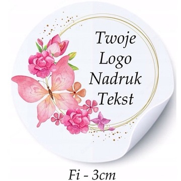 NAKLEJKI ETYKIETY OKRĄGŁE NADRUK LOGO REKLAMOWE 3cm 410szt.