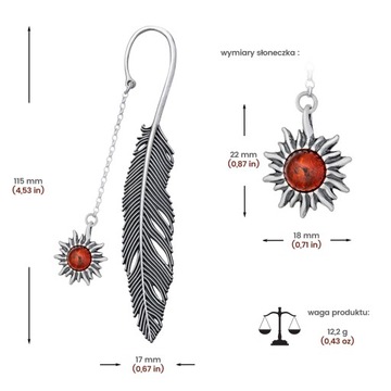 Duża srebrna zakładka do książki Słoneczko