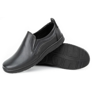 Buty męskie skórzane wsuwane na co dzień POLSKIE 727MP czarne 39