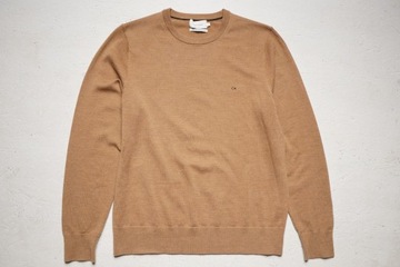 Calvin Klein Sweter Superior miękka wełna wełniany beżowy męski L