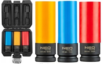 НАБОР НАСАДОК ДЛЯ АЛЮМИНИЕВЫХ КОЛЕС 3 шт. 17 19 21 мм NEO Tools 12-350