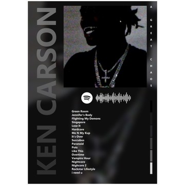 Plakat 21x29,7 A4 okładka albumu Ken Carson A Great Chaos rap dekoracja