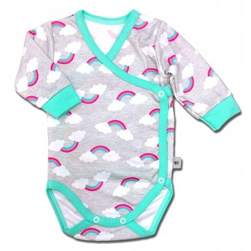 BAWEŁNIANE BODY KOPERTOWE Długi rękaw W Tęcze r.50
