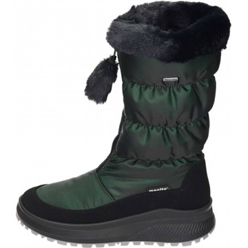 Śniegowce WODOODPORNE botki buty zimowe lekkie butelkowa zieleń Manitu