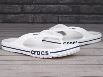 Klapki, japonki, męskie, Crocs BAYABAND FLIP WHITE/NAVY