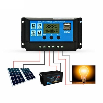 REGULATOR ŁADOWANIA 10A KONTROLER SOLARNY LCD SOLAR 12V 24V