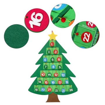 Адвент-календарь, большая елка из фетра + украшения