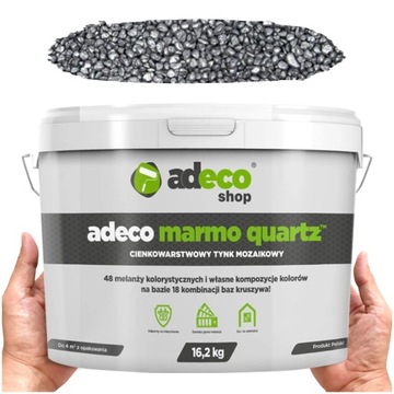 Żywiczny tynk mozaikowy gotowy 16,2 kg SREBRNY Adeco Marmo Quartz