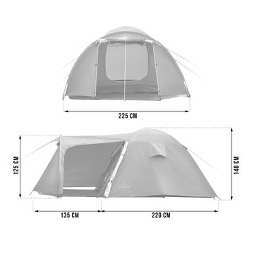 СЕМЕЙНАЯ КЕМПИНГОВАЯ ПАЛАТКА НА 4 ЧЕЛОВЕКА IGLO ВОДОНЕПРОНИЦАЕМАЯ CAMPELA