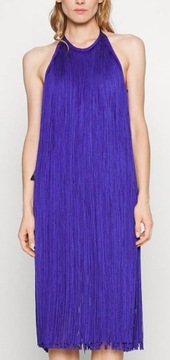 Hervé Léger Fringed Halter Midi Dress r.XS