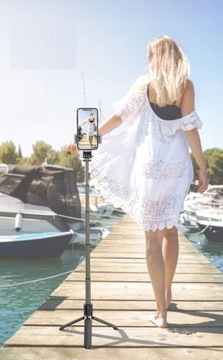 ROZSUWANY Kijek SELFIE PILOT BLUETOOTH Android IOS Kijek Statyw Bluetooth